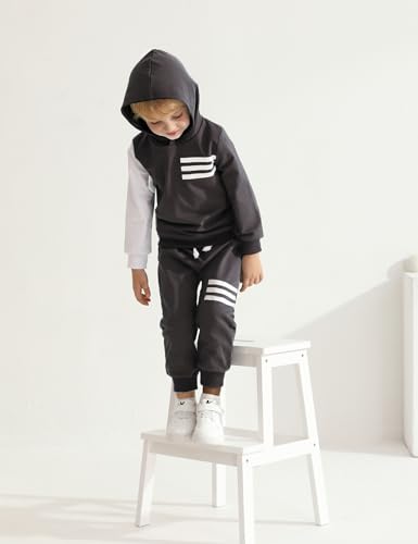 Image of Toddler Boy Clothes Long Sleeve Hoodie Sweatsuits Tops and Pants 2Pcs Boys Fall Winter Outfits Set