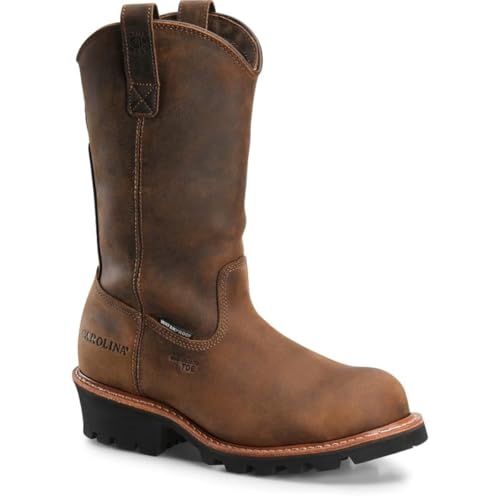 Carolina Boots Well X 12” Waterproof Comp Toe Ranch Wellington Logger - Men's Durable Tan Leather Work Boot for Tough Jobs