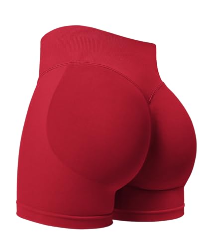 Design: ZAAYO - Pantaloncini sportivi da donna - Invisibili - Scrunch Butt Lifting - Palestra - Vita alta - Yoga - Senza cuciture - Stile motociclista, M