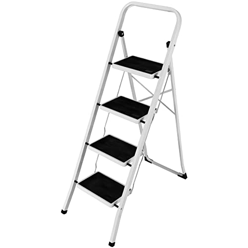 Bakaji Scala Pieghevole Quadrata, Scaletta Salvaspazio con 4 Gradini Antiscivolo e Maniglione di...