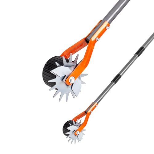 Walensee Wheel Rotary Edger 69.7 Inch Hand Manual Edger Lawn Tool with Adjustable Stainless Steel Handle Trimming Grass Weed Edger with Cushion Grip for Garden Sidewalks Driveways and Landscaping