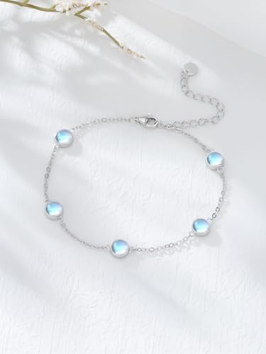 Image of Dorunmo Ankle Bracelet for Women 925 Sterling Silver Natural Stone Bracelet Anklet Summer Beach Jewelry Birthday Gifts for Mom