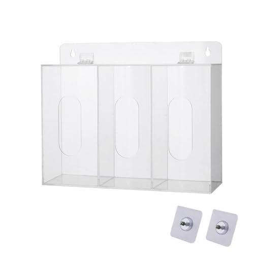 SagaSave Dispensador de máscaras faciales y guantes acrílicos desechables, contenedor de almacenamiento de montaje en pared para guantes
