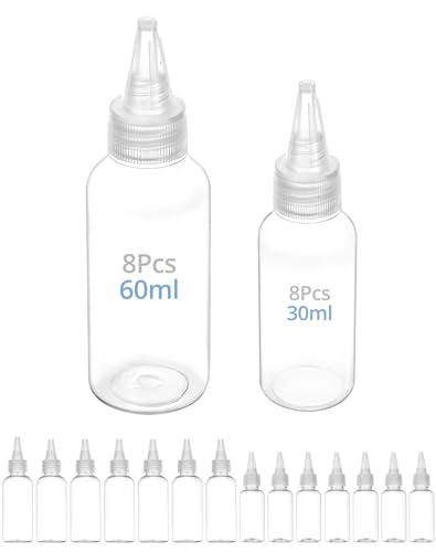 QWORK® 16 Pezzi flaconi dosatori in plastica, 30 ml/60 ml, flaconi bottiglia squeeze, flacone con ugello per vari liquidi