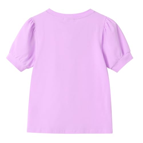 Image of Girls' Puff Sleeve Cotton T-Shirt Cute Summer Tops for Girls