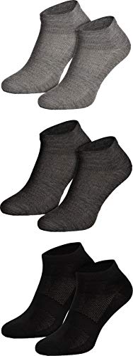 Preisvergleich Produktbild Piarini 3 Paar Merino Socken Herren Damen - Sneakersocken aus Merinowolle - Atmungsaktive Sportsocken Laufsocken Mix-Dunkel 35 36 37 38