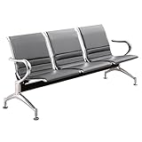 Chaise Lounge - 3-Seat Reception Bench with Synthetic Leather Armrests & Backrest for Office, Lobby, Hospital, School Waiting Areas