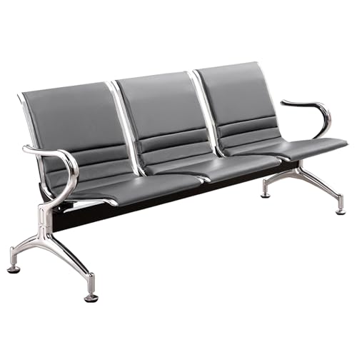 Silla de recepción de aeropuerto 3 plazas gris con respaldo para banco y hospital