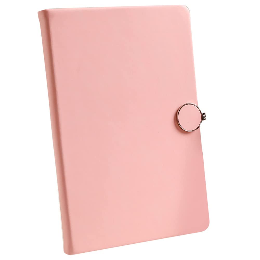 Lined Journal Notebook, Refillable Writing Journal for Women Faux Leather Hardcover Notebook A5 College Ruled 200 Pages Lay-Flat Personal Diary with Magnetic Buckle, Diary Sketchbook Gifts (Pink)