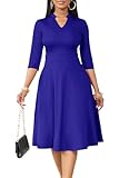 Stile elevato: progettato per figure sinuose, questo elegante abito da chiesa da donna presenta uno scollo a V lusinghiero, maniche a 3/4, design con zip posteriore e vita alta elastica per accentuare le curve mantenendo comodo tutto il giorno.