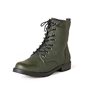Amazon Essentials Women's Lace-Up Combat Boots, Green, 5.5 UK