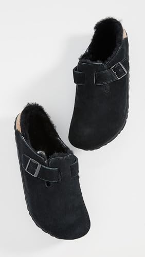 Image of Birkenstock Men's Boston Shearling Sandals, Black Black, 12 Medium US