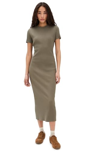 Vince Women's Rib Short Sleeve Crew Neck Dress