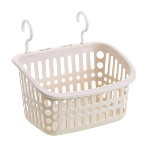Cesta de almacenamiento beige de plástico resistente con diseño rectangular para el hogar 2