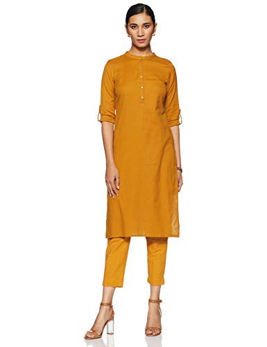 Image of W for Woman Women's Straight Kurta (19FEW11542-211549 Yellow 16)