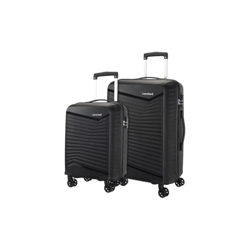 Image of Kamiliant by American Tourister Rock-Lite 66L Hard Sided Trolley Bag for Men & Women with 3 Digit Combination Lock, Set of 2pc (Small & Medium) - Black