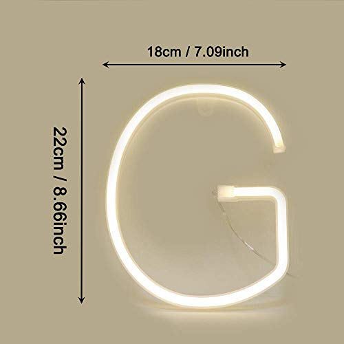 Image of LED Letter Lighting Up Words Alphabet Sign Battery /USB Powered Marquee Neon Lamp Party Accessories Wall Hanging Decor for Birthday Wedding Bar Bedroom (G)