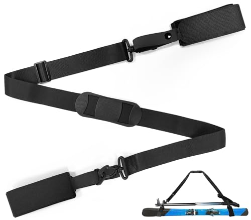 xiaoxiaozhijia Correa Ajustable,Correas para Esquís,Correa de Transporte para Esquís,Apto para Equipos de Esquí,Como Esquís y Bastones (Negro)