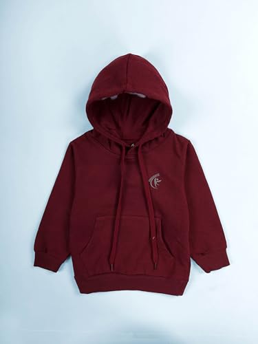 Image of KiddoPanti Unisex Solid Pullover Hooded Fleece Sweatshrit | Cotton Poly Fleece Fabric | Waist Length, Full Sleeve Hoodie | 2 Kangaroo Pockets | Winter Wear for Boys & Girls