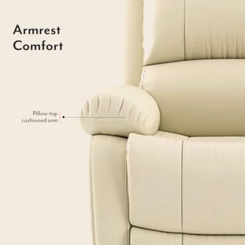 Image of Urban Ladder Lebowski Leatherette One Seater Manual Recliner in Ancient Ivory Cream Colour