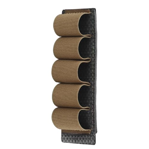 12 Gauge Elastic Holder 5 Rounds Pouch, MOLLE Tactical Shell Attachment Grid Panel for Cosplay Sporting Goods(CB)