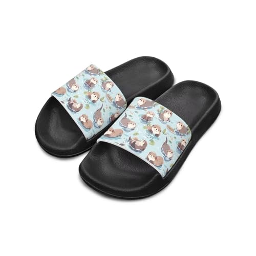 Girls Summer Beach Slippers Open Toe Non Slip Sandals Lightweight Flat Sandals Bathroom Soft Sole Shoes