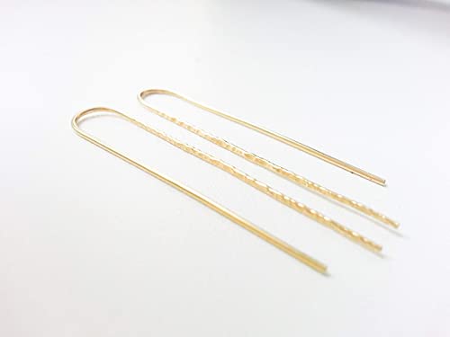 Gold Filled Long Threader Earrings Minimalist Earrings Ear Threads Pull Through #TOP2