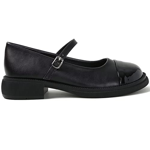 TN TANGNEST Women's Mary Jane Shoes Cute Round Toe One-Shaped Strap Platform Uniform Dress Shoes2