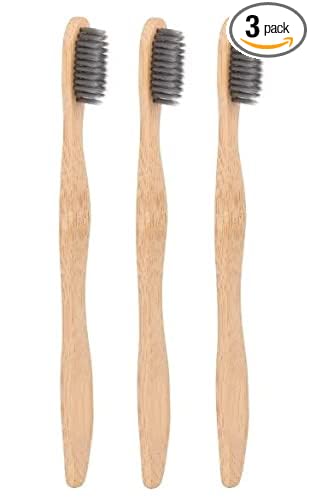 Nyamah Sales 3 Pieces Wooden Toothbrush Natural and Eco Friendly with Soft Bristles for Men and Women Adult Kids