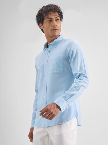 Image of Highlander Men Men's Relaxed Fit Casual Shirt | Cotton Linen | Relaxed fit | Full Sleeves|Premium Shirt for Man