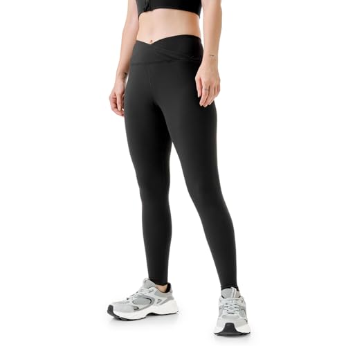 Image of Boldfit Cross-Waist Leggings for Women High-Rise Yoga Pants with Flattering Fit, Tights for Women Workout 4-Way Stretch Poly-Spandex Blend, Gusset for Mobility, Stylish Athleisure & Workout Wear