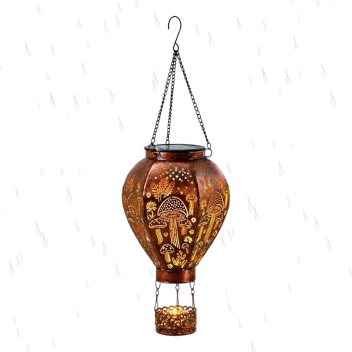 Linterna solar de globo impermeable de metal para decoración nocturna de patios