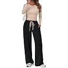 Trendy Queen Womens 2 Piece Matching Lounge Sweat Sets 2025 Early Fall Fashion Must Have Y2K Teen Workout Gym Clothes Wide Leg Pants Airport Travel Outfits Casual Sweatsuit Winter Essential Clothing
