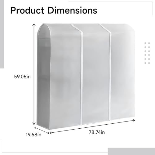 Garment Bag, 78.7 X 19.61 X 59.1 in Clothes Rack Cover, Peva, Waterproof and Dustproof, Easy Access, Half Transparent Design with Double Zipper, for Coats4