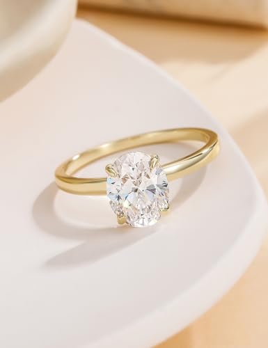 Image of EAMTI 3CT 925 Sterling Silver Engagement Rings Oval Cut Solitaire Cubic Zirconia CZ Wedding Promise Rings for Her Wedding Bands for Women Size 3-11