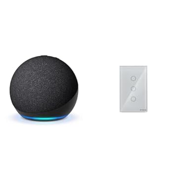 Novo Echo Dot 5ª geração | O Echo Dot com o melhor som já lançado | Som vibrante e potente em um dispositivo compacto | Cor Preta + Interruptor Inteligente Steck 3 Módulos Branco