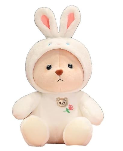 Image of Storescent Soft Toys for Kids - Stuffed Animal Plush Soft Toy for Boys & Girls | Rabbit Dress White Hood Teddy 25cm