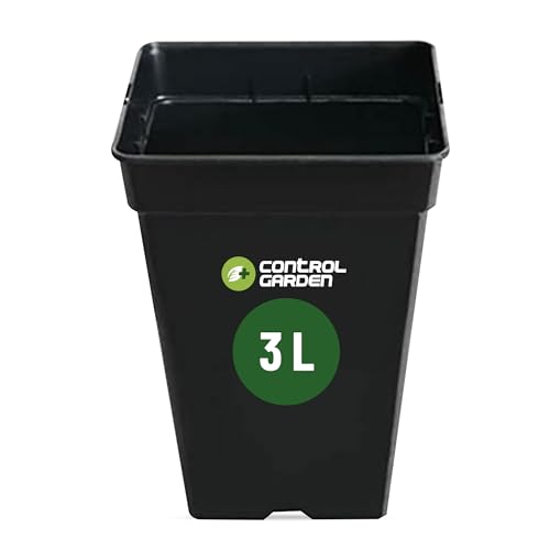 GROWMANIA Maceta Cuadrada para Plantas Negra 3L - Macetero Plástico para Flores 15x15x20 cm