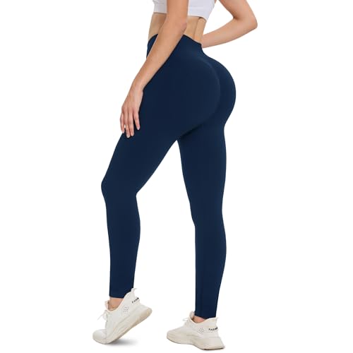 AMIYOYO Scrunch Butt Leggings Mujer, Azul Oscuro, S