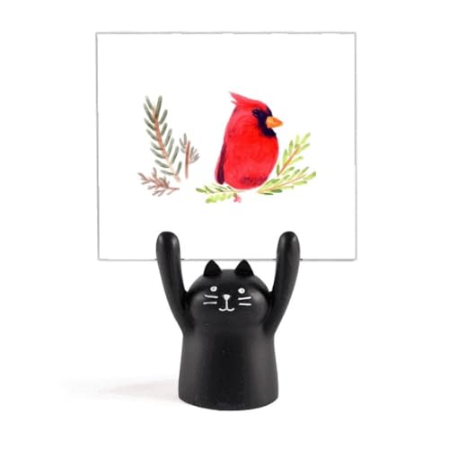 Support mémo chat noir art déco en métal pour cartes et photos de bureau