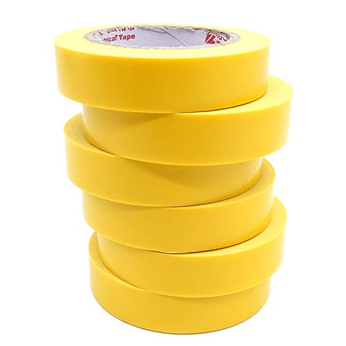 Image of Maveek Electrical Insulation Tape, PVC Vinyl Electrical Tapes with Rubber Based Adhesive, Heat Resistant, Flame Retardant, Waterproof(6 Rolls,Yellow)