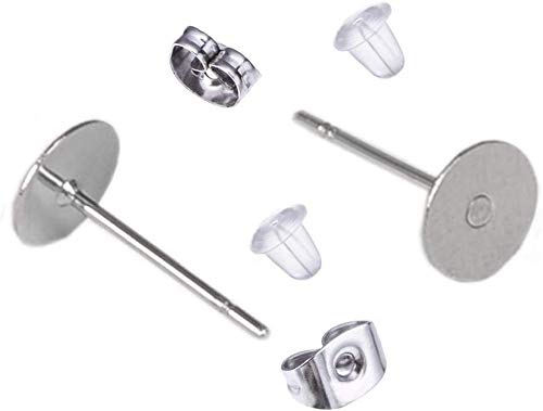 Delush Design Jewellery Making Multicolour Stud Silver Head Pin with Rubber Silicone Back Push Lock - Pack of 50 (B083P1NNDH) Amazon Price History, Amazon Price Tracker