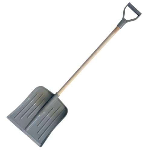 pokm toolsmarket - Schneeschaufel Kunststoff 40 cm mit Metallkante 135 cm Stiel – Leichter Schneeschieber Schneeräumer Schneeschippe für Winter