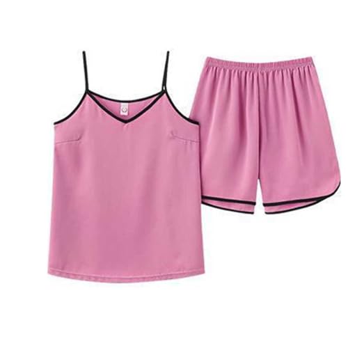 Ofertas Flash Del Dia Pijama Mujer Verano,Conjunto de Pijamas Mujer Verano Camisolas con Tirantes Finos y Pantalones Corto Conjuntos Ropa Dormir Dos Piezas Casual de Verano Suave Cómodo Traje de Casa