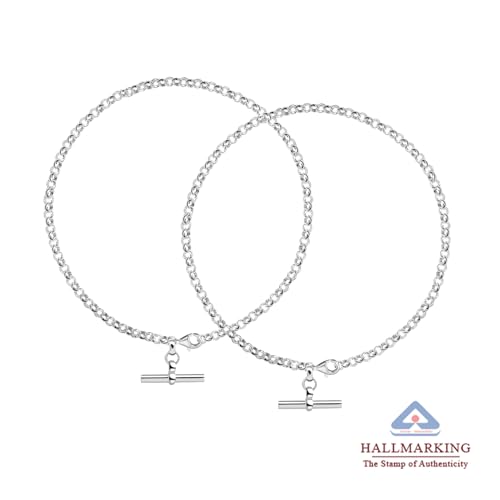 Image of TRUESILVER ACPL 925 Sterling Silver Anklets for Women | BIS Hallmarked Adjustable Chain Anklet with Charms | Beach Foot Jewelry | 1 Piece