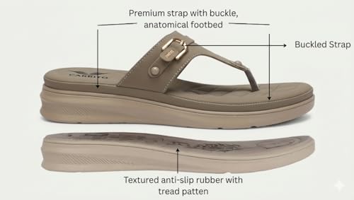 Image of Carrito, Women Wedge Heels Thong Sandals| Comfortable Flats Sandals | Comfort Orthopaedic Sandals for Women| Doctor Slippers /Flip-Flops | Arch Support & Heel Cushion | Lightweight Anti-Skid Sole | Ultra-Cushioned Shock Absorbing Footbed | Available in Open Toe & Toe Separator Style
