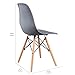 Amazon Basics Modern Dining Chair Set, Shell Chair with Wood Legs for Kitchen, Dining, Living Room, Set of 4, Grey, 18.11