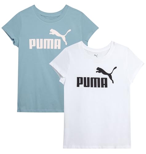Image of PUMA Girls T Shirts - 2 Pack Short Sleeve Logo Graphic Tees - Casual Everyday Athletic Shirts for Girls (Sizes: S-XL)