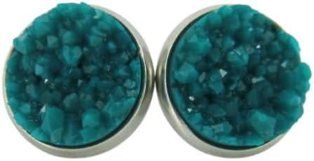 Silver-tone Faux Druzy Stone Stud Earrings 10mm