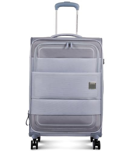 Image of American Tourister Philly TSA Soft-Sided Suitcase 8 Wheels |Anti-Theft Zippers| Luggage Trolley (Grey, Large 82 cm)